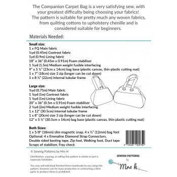 The Companion Carpet Bag Pattern from Sewing Patterns by Mrs H Sewing ...