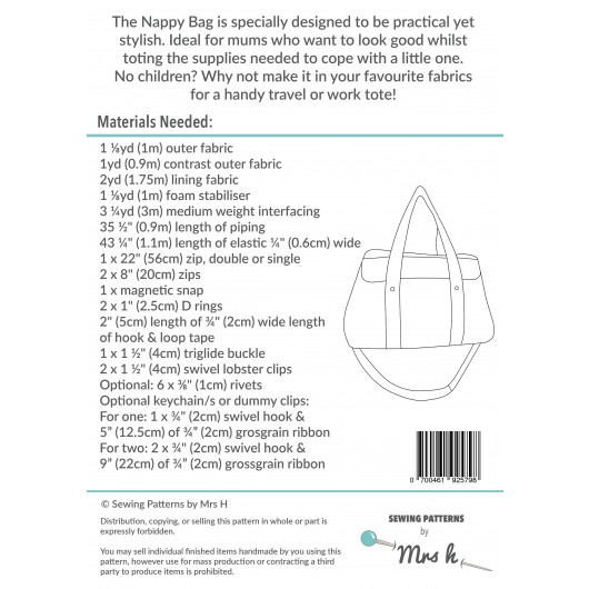 The Nappy Bag Pattern from Sewing Patterns by Mrs H Sewing Patterns by ...
