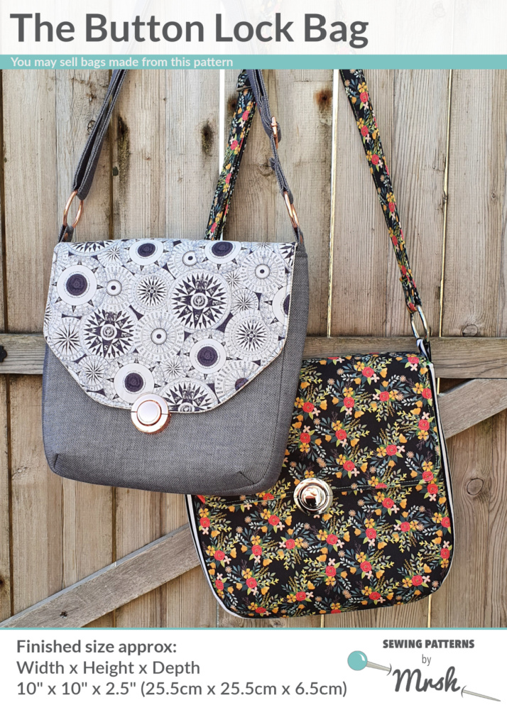 The Button Lock Bag sewing pattern from Sewing Patterns by Mrs H