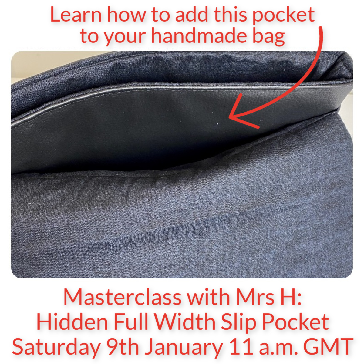 How to add a Hidden Full Width Slip Pocket to your Handmade Bag